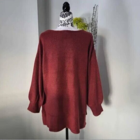 Puff Sleave Red V Neck Sweater Sz 3X New - Picture 7 of 9